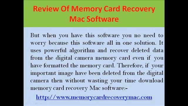 Memory Card Recovery Mac Software Reviews смотреть онлайн