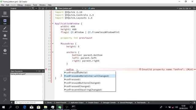 Frameless Window - Bottom resize - Qml Tutorial смотреть онлайн