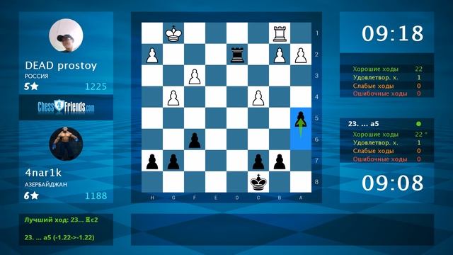 Chess Game Analysis: DEAD prostoy - 4nar1k : 1/2-1/2 (By ChessFriends.com) смотреть онлайн