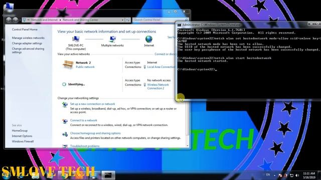 Creating wifi Hotspot in Window 7 By using CMD Mode смотреть онлайн