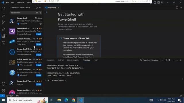 Use Visual Studio Code to work with PowerShell script смотреть онлайн