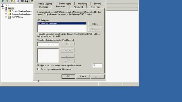 Windows Server 2003-DNS Server Forwarder Configuration смотреть онлайн