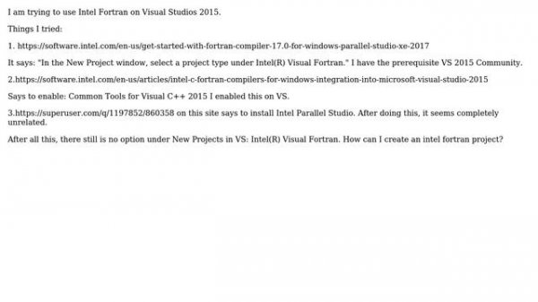 Adding Intel Fortran to Visual Studio 2015