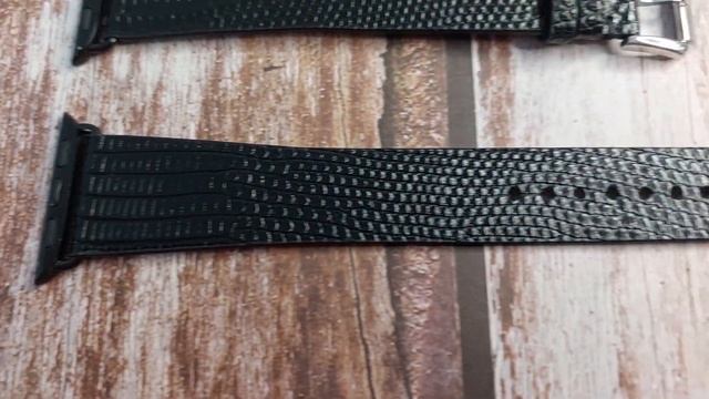 Black Full Grain Lizard Leather Strap For Apple Watch Series 6 (40mm) смотреть онлайн