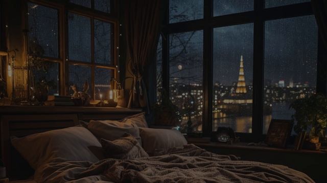 Cozy Bedroom with Heavy Rainfall 🌧️ Rainstorms on windows & Rain Sounds for Deep Sleep смотреть онлайн