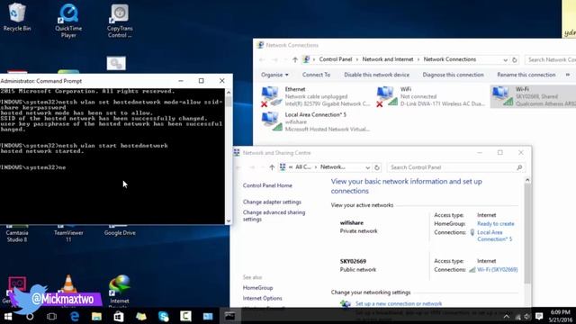 How To turn windows 10 into a wifi hotspot -- no software require смотреть онлайн