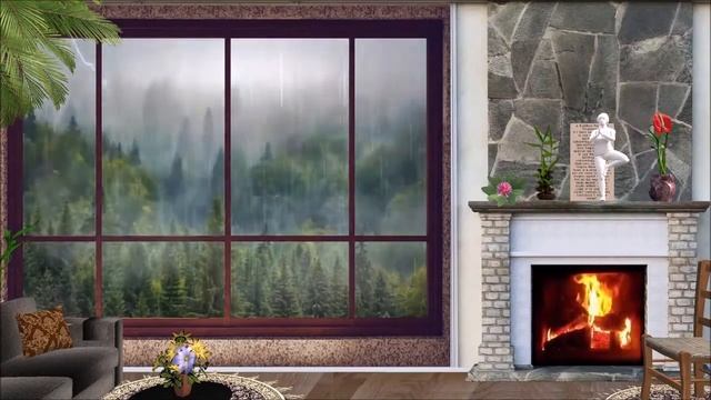 Rain On Window with Thunder Sounds - looking out window at rain & thunderstorm смотреть онлайн