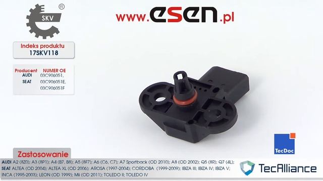 MAP Sensor Audi A2, Audi A4, Audi A6, Audi A8, Seat Cordoba, Seat Ibiza, Seat Toledo OE 03C906051 смотреть онлайн