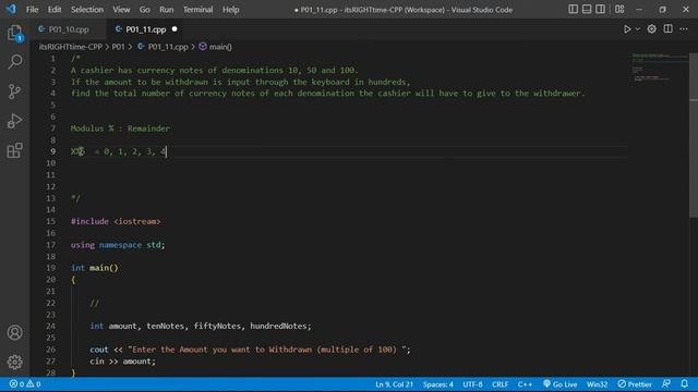 #P01_11 | Coding Que | Find the total number of withdrawer notes of 10, 50 and 100 | @itsRIGHTtime
