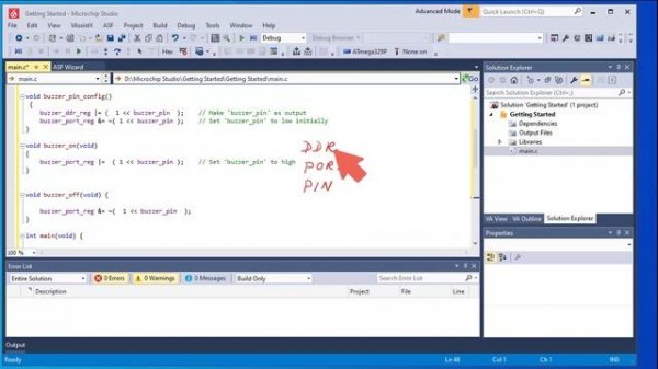 2. [μC: AVR] Getting started  Microchip studio  with C Prog: Buzzer operation [Simulation]