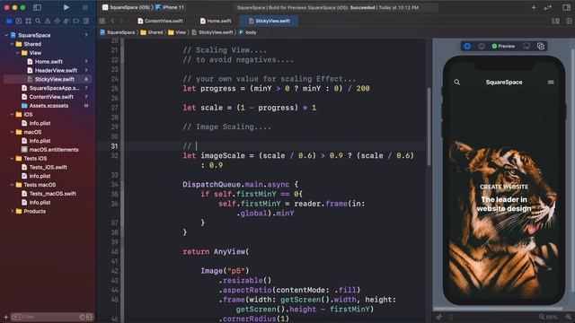 SwiftUI 2.0 Square Space Web UI Parallax Effect - Complex Animations - SwiftUI Tutorials -