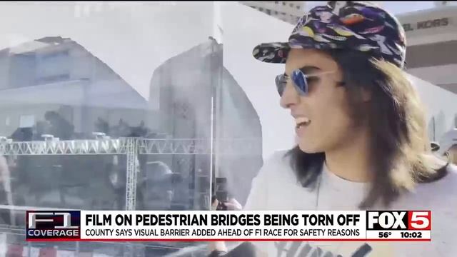 Film blocking views of Las Vegas Strip, Sphere on pedestrian bridges being ripped down смотреть онлайн