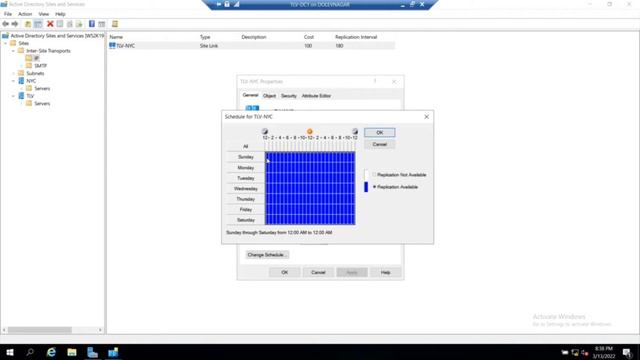 11 -  Windows Server 2019 - How to change site schedule replication