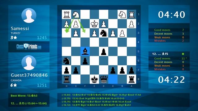 Chess Game Analysis: Samessi - Guest37490846 : 0-1 (By ChessFriends.com) смотреть онлайн