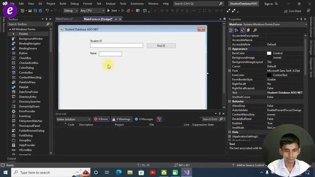 C# Database tutorial in Hindi | Introduction to C# Database | Project Creation and UI Design смотреть онлайн