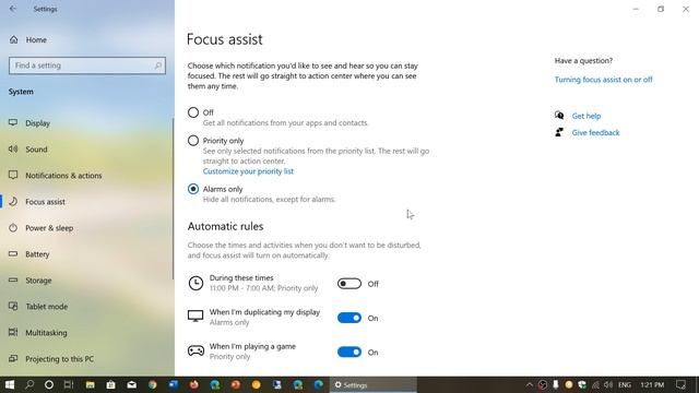 Windows 10 May November settings app Focus assist AKA Do Not Disturb смотреть онлайн