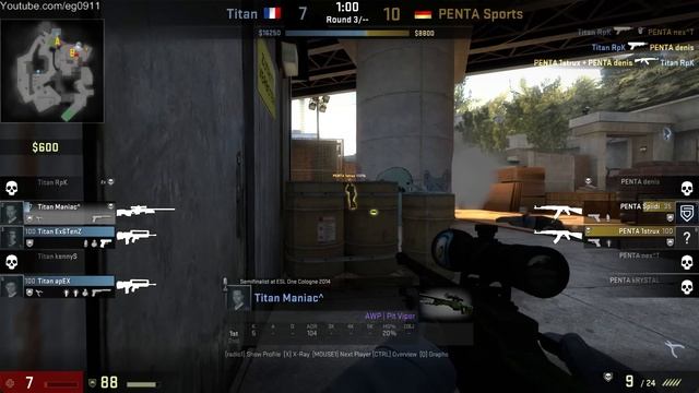 CS:GO PENTA V Titan Overpass ESEA Invite Season 18 Europe смотреть онлайн