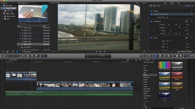Final Cut Pro X 10.2.3, часть 8 (Цветокоррекция)