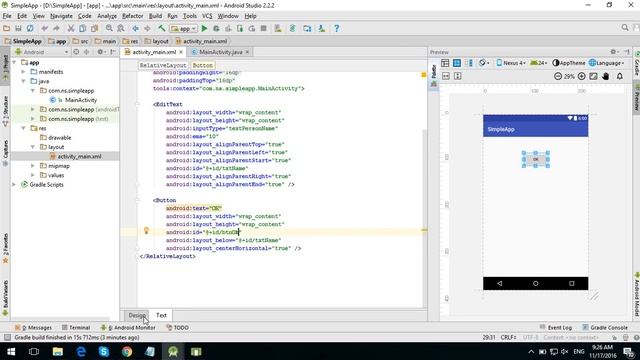 Android: Create simple app android with android studio 2.2.2 смотреть онлайн