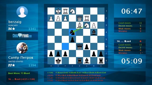 Chess Game Analysis: berzaig - Сапёр Петров : 0-1 (By ChessFriends.com) смотреть онлайн