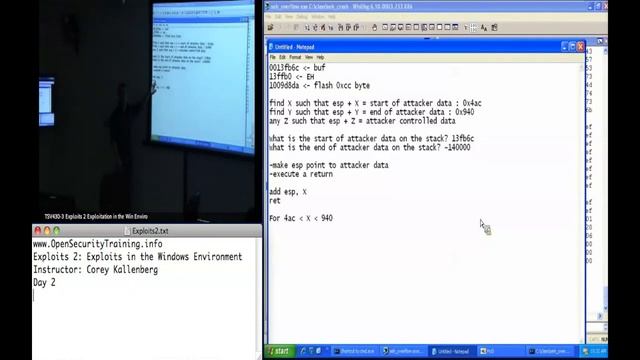 OpenSecurityTraining: Exploits 2: Exploitation in the Windows Environment (day 2, part 2) смотреть онлайн
