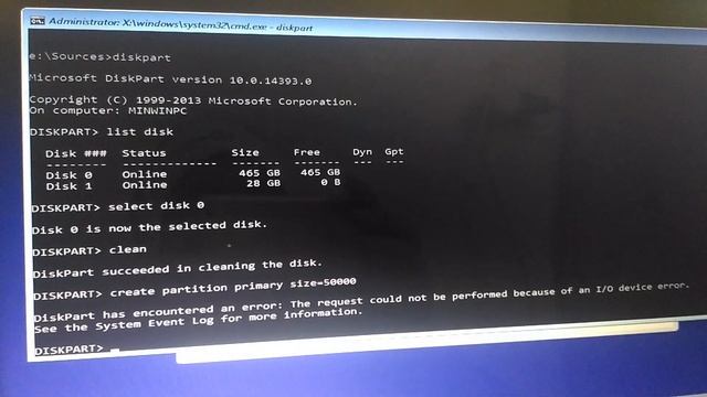 Diskpart Has Encountered An Error