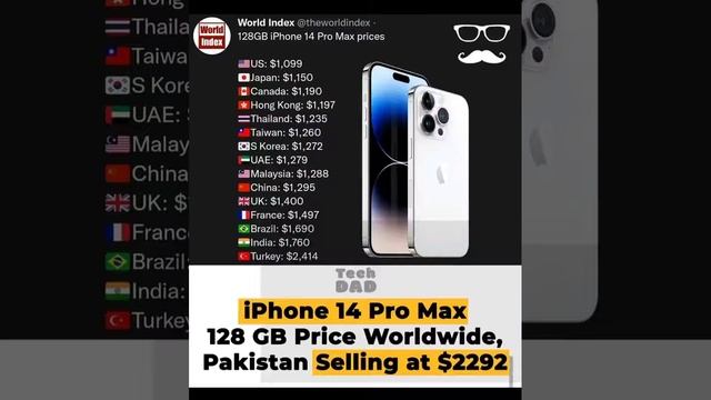 iPhone 14 Pro Max 128 GB price worldwide | PAKISTAN selling at 2292$ | while USA is selling it 1099 смотреть онлайн