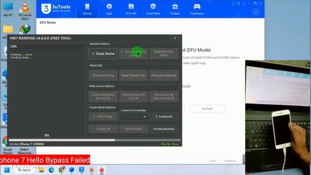 Iphone 7 Hello Bypass iOS 15.7.9 try with free Ramdisk tool | How to bypass iphone 7 Hello Screen | смотреть онлайн