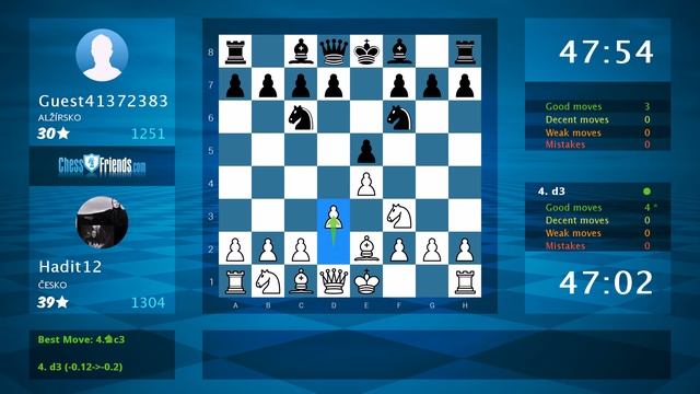 Chess Game Analysis: Hadit12 - Guest41372383 : 1-0 (By ChessFriends.com) смотреть онлайн