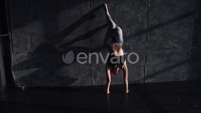 Girl Doing Yoga. Gymnast Standing on Her Hands | Stock Footage - Videohive смотреть онлайн
