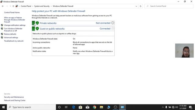 Windows10 Windows security Firewall and Network protection general setting| firewall turn on or off смотреть онлайн