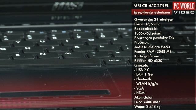 MSI CR 650-279PL - test PC World смотреть онлайн
