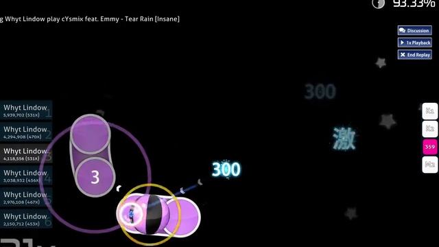 [osu!] cYsmix feat. Emmy - Tear Rain [Insane] - [Touchscreen play] смотреть онлайн
