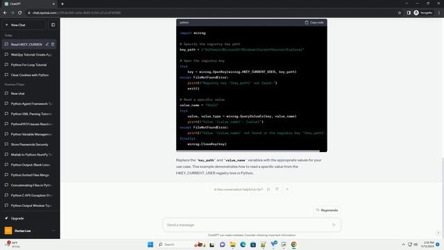 Reading HKEY CURRENT USER from the registry in Python specifying the user смотреть онлайн
