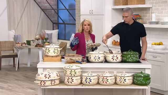 Temp-tations Old World or Floral Lace 8Qt Belly Stockpot on QVC смотреть онлайн