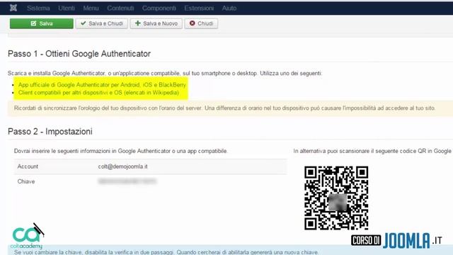 La verifica due passaggi con Google Authenticator - Tutorial di corsodijoomla.it смотреть онлайн