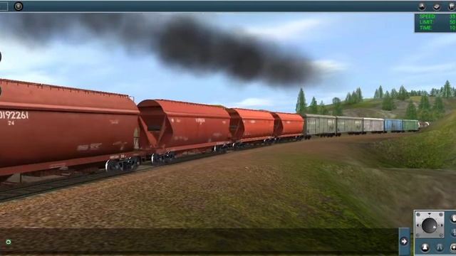 3тэ10м-1103 с небольшим грузовым поездом в Trainz Simulator Android смотреть онлайн