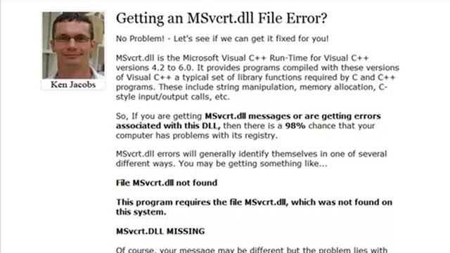 Msvcrt.dll Error Fix - Msvcrtdll.com смотреть онлайн