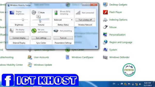 Windows 7 |Pashto | 30th Lesson | Control Panel | 15 | Windows Mobility Center | Lecturer Eng.Zahir смотреть онлайн