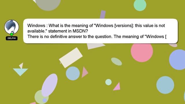 Windows : What is the meaning of "Windows [versions]: this value is not available." statement in MS смотреть онлайн