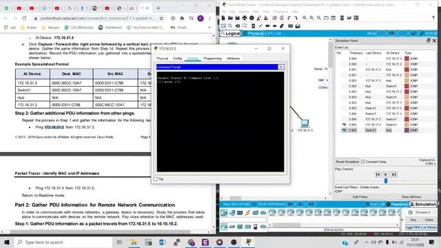 CCNA - 9.1.3 - Packet Tracer - Identify MAC and IP Addresses смотреть онлайн
