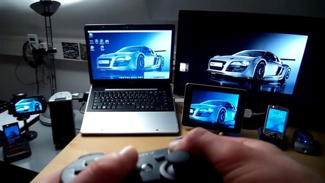 PSP go + Notebook + Monitor + Android 2.2 Tablet with PS3 sixaxis смотреть онлайн
