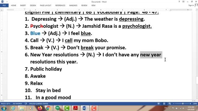 English File Elementary 6B Vocabulary Page 46-47 смотреть онлайн