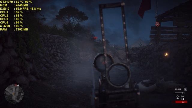 Battlefield 1 PC gameplay at 1440p on ultra settings DX12 using a GTX 1070 8GB смотреть онлайн