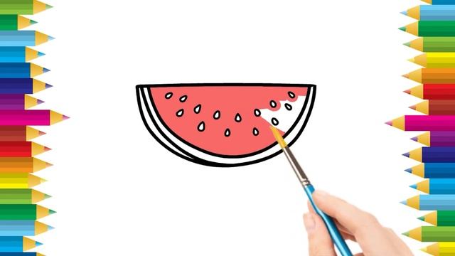 Fruits Drawing Coloring Painting for kids | How to draw Apple, Banana, Orange, and Watermelon смотреть онлайн