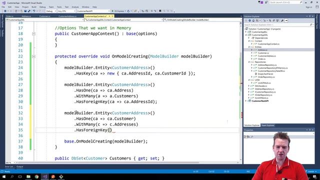 Building a REST API in NET Core | S3P73 | Fluent API relation with Customer and CustomerAddress смотреть онлайн
