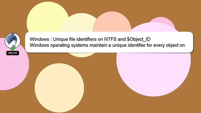 Windows : Unique file identifiers on NTFS and $Object_ID смотреть онлайн