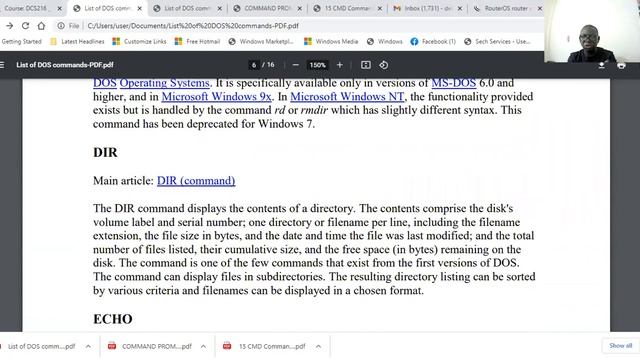 DCS216 LIST OF DOS COMMANDS AND USAGE смотреть онлайн