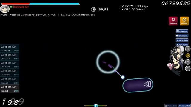 osu!/THE APPLE IS CAST! Yumeno Yuki/Uta's Insane/5.14*/HDHR/ranked/200pp смотреть онлайн