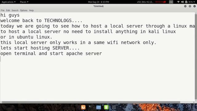 how to host a SERVER in KALI LINUX | TECHNOLOGS | смотреть онлайн